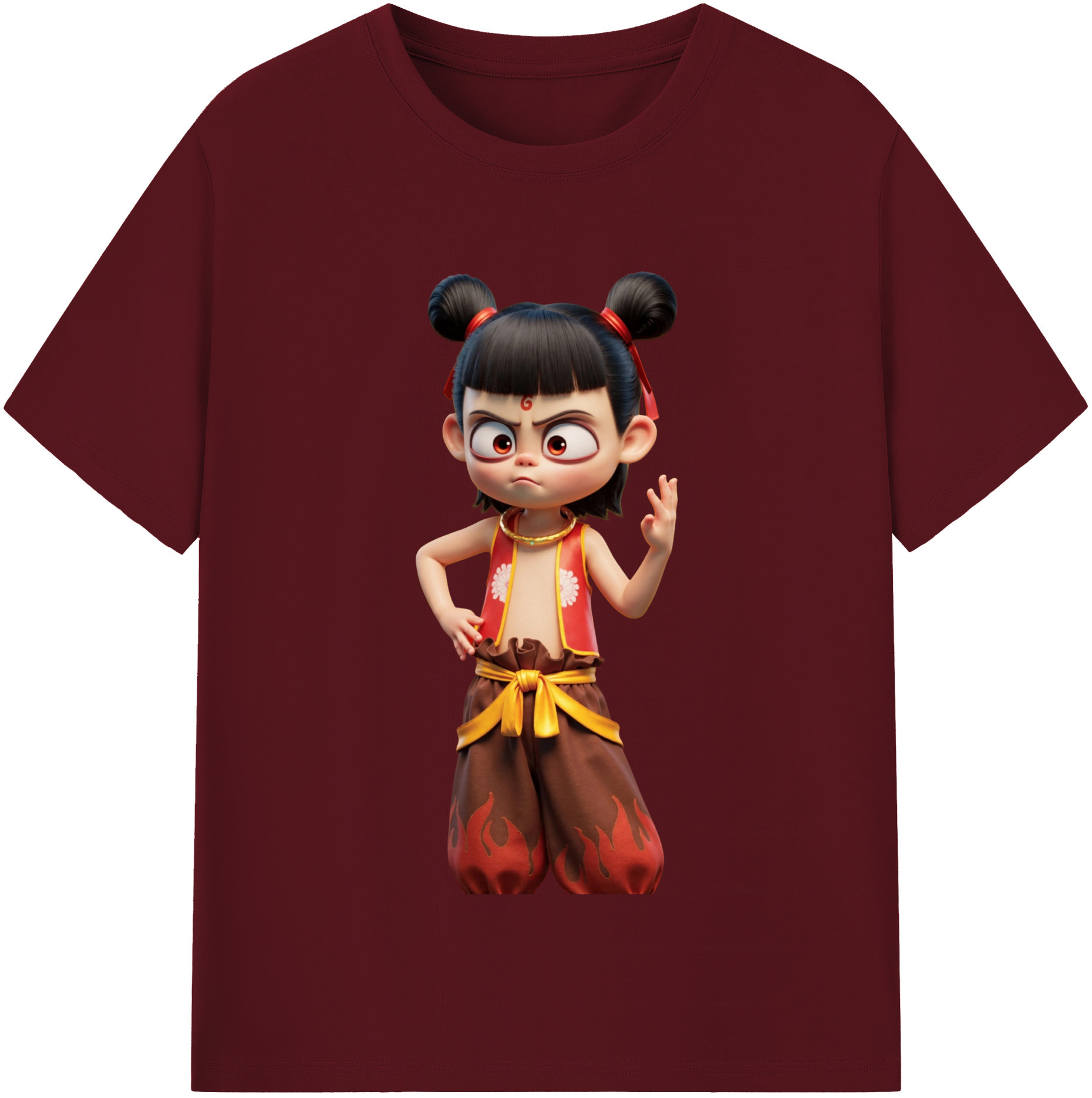 （画像用） Ne Zha 2 ナタ 魔童の大暴れ 綿100％半袖Tシャツ（フロントプリント）